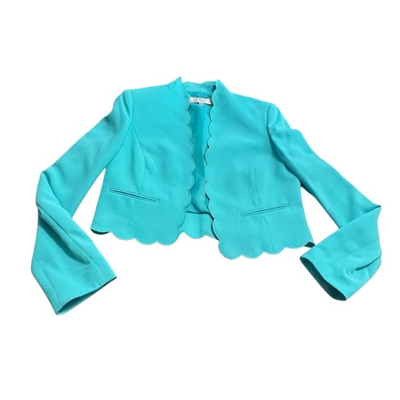KASPER Scalloped Hen / Edge Turquoise Jacket size 4 - Picture 6 of 10